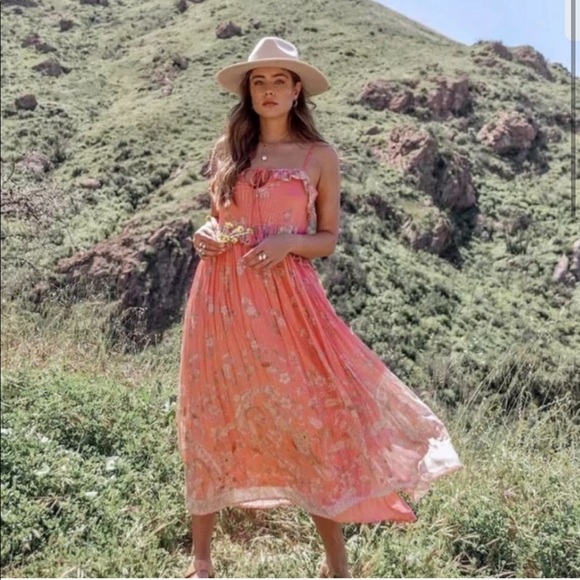 Spell and the gypsy midi maxi strappy Hendrix lurex sun dress ruffle boho - Picture 2 of 16